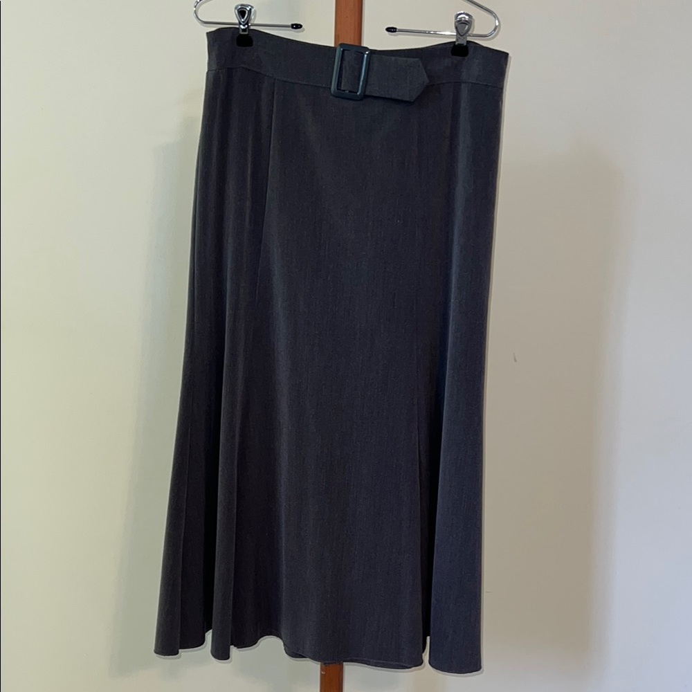 NaNa Gray Midi A-Line Skirt for Work